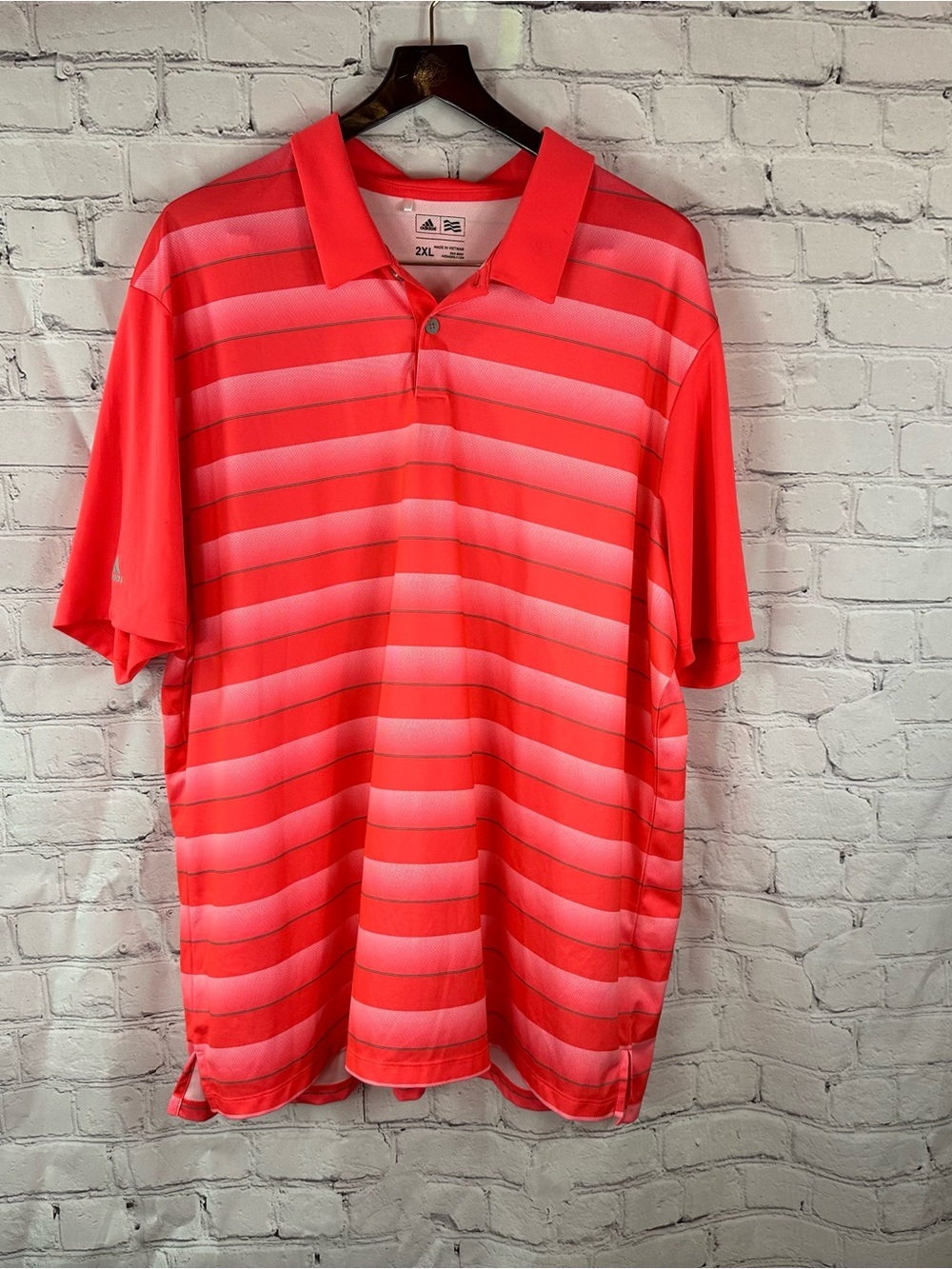 adidas Coral Stripe Polo men 2XL activewear streetwear business casual golf